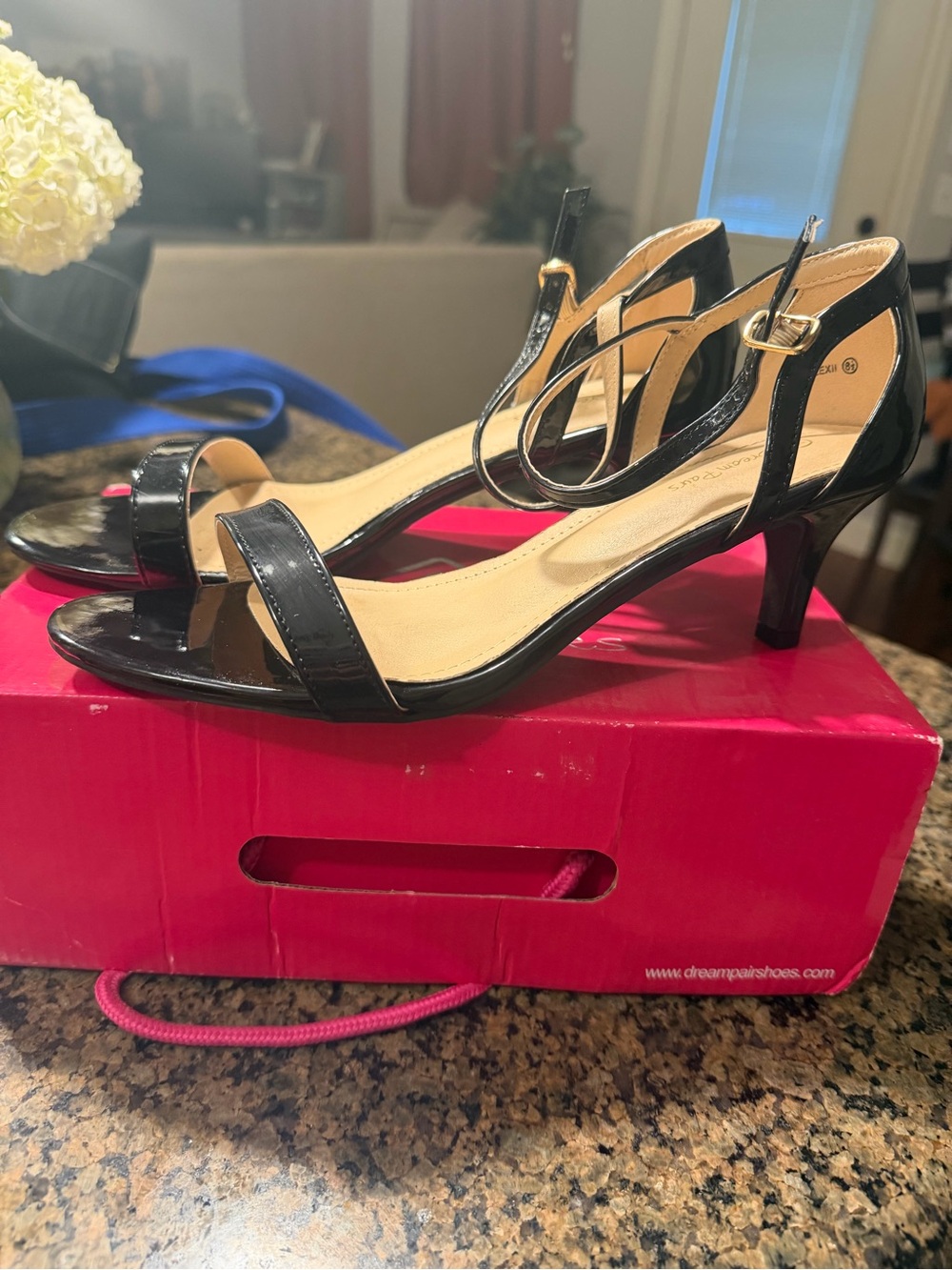 Classic Black Patent Ankle-Strap Heels by Dream Pairs